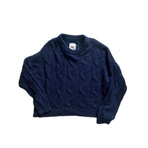 90s dark blue cable knit sweater
